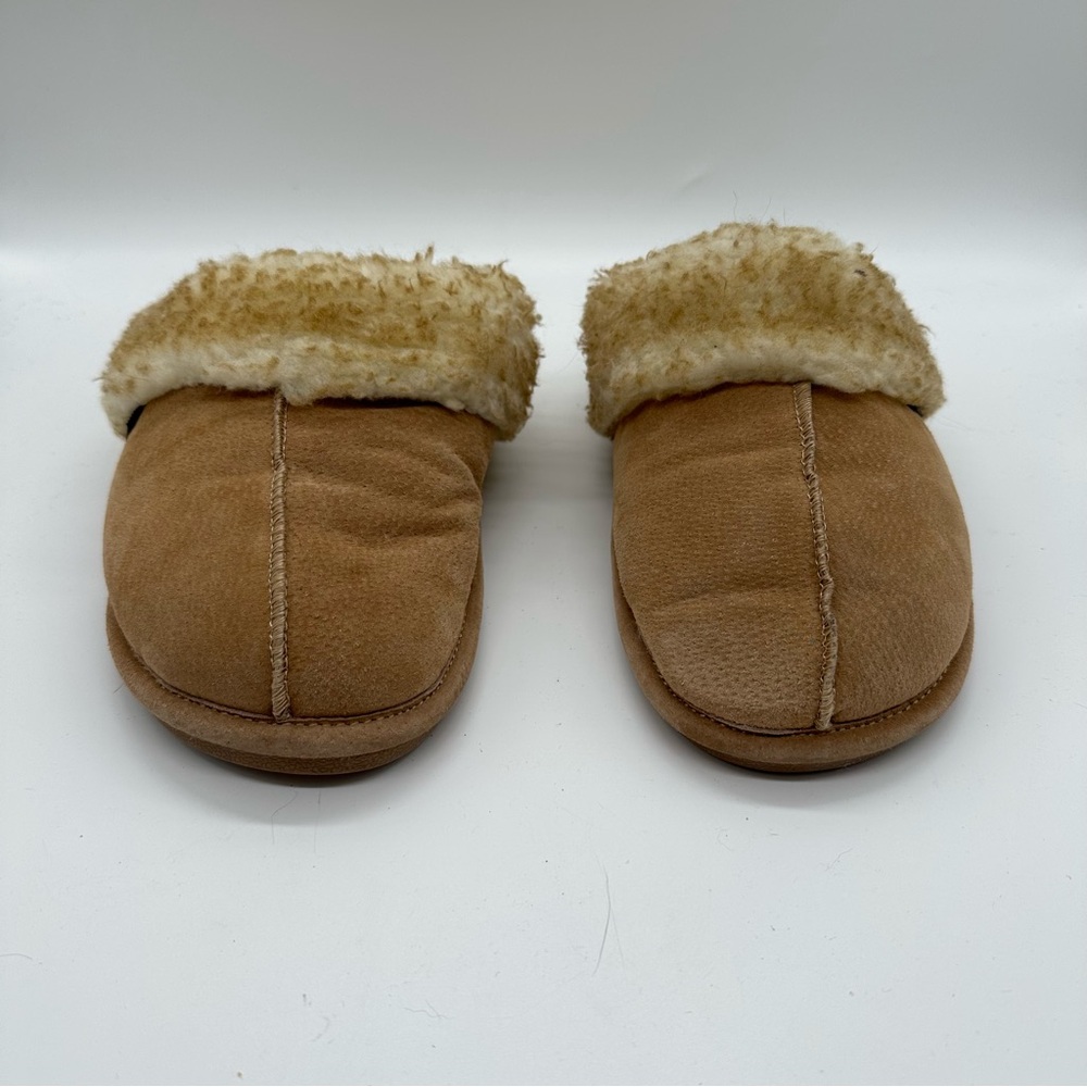 Women's Tan Fleece-Lined Slippers 10
